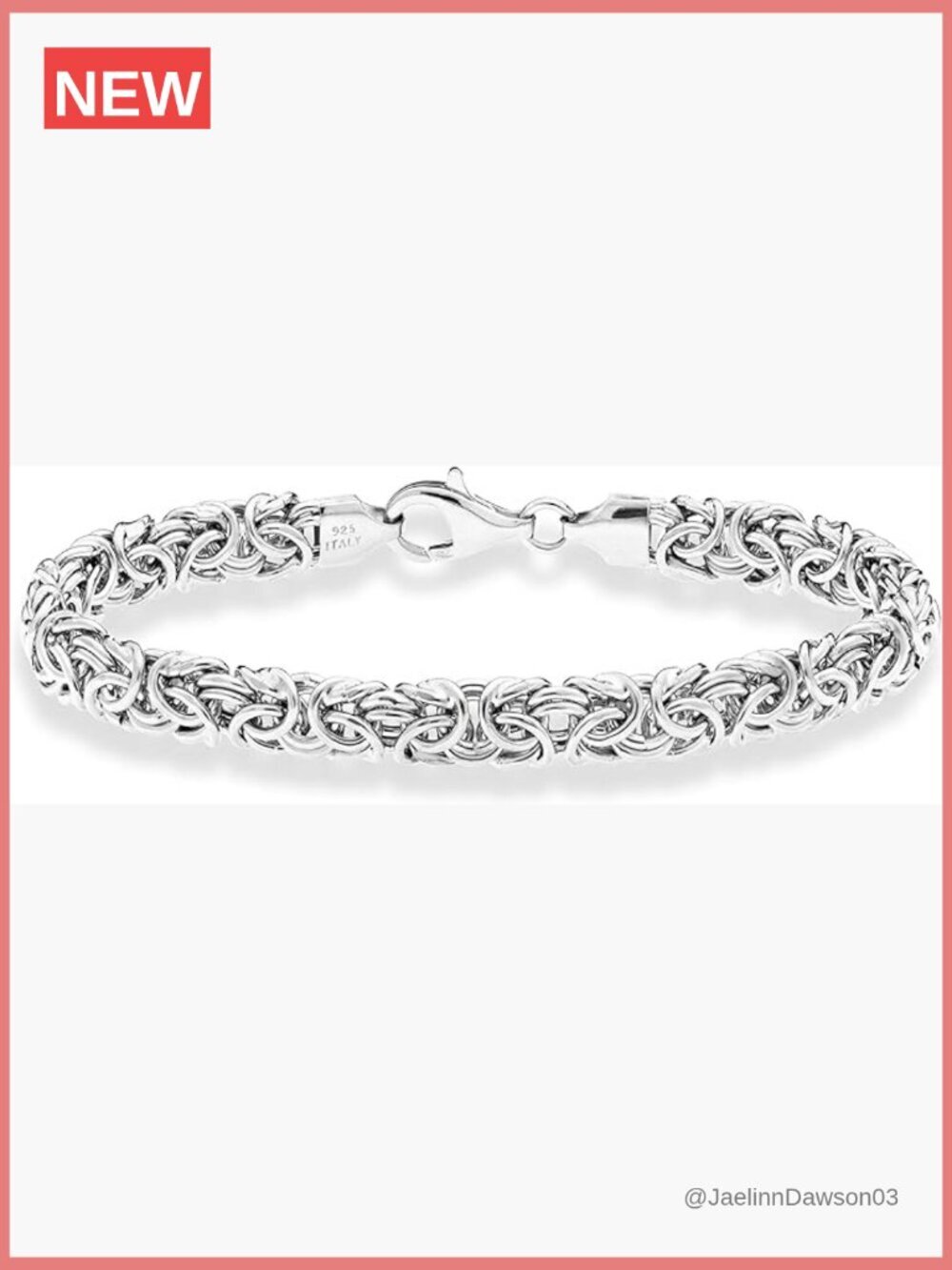 Handmade Italian 925 Sterling Silver Byzantine Bracelet Link Chain